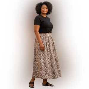 Royal Silk Pleated Lined Diamond Argyle Print Full Silk Midi Skirt Pockets 16